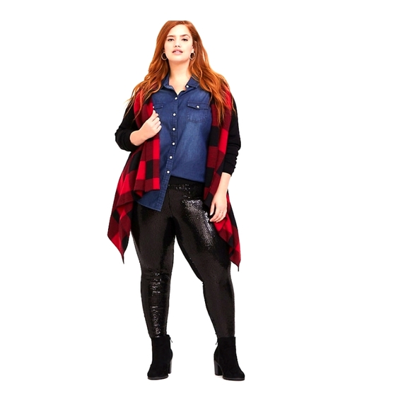 TORRID Sequin Black Tapered Leggings Size 2 - Picture 1 of 9